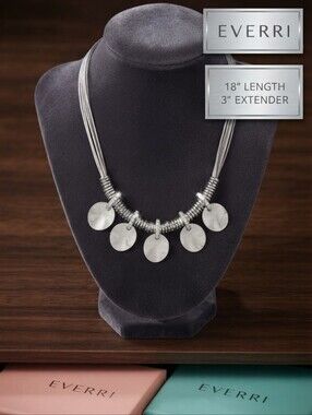 Everri Silver Disc Necklace, NIB